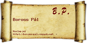 Boross Pál névjegykártya